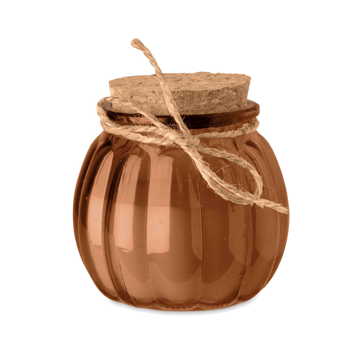 Bougie vanille 80 g cire végétale personnalisée PUMKIN, Marron