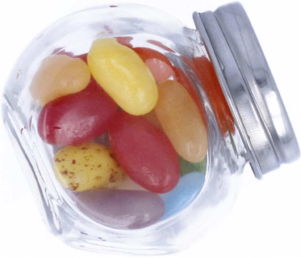 Bonbons multicolores en bocal verre personnalisés BEANDY, côté