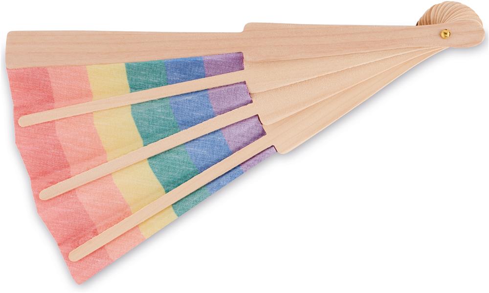 Éventail en bois arc-en-ciel personnalisé BOWFAN, dos (gravure laser)