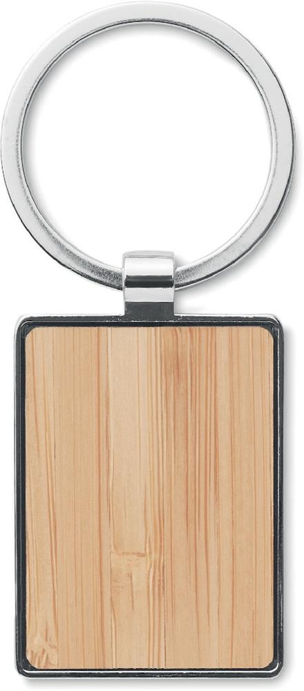Porte-clés rectangle métal et bambou personnalisé BENDIGO, devant