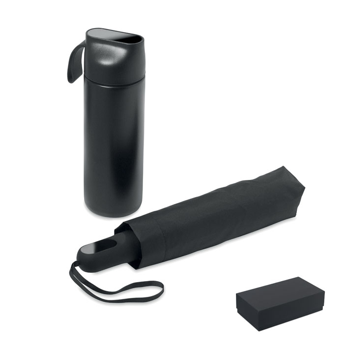 Coffret cadeau bouteille et parapluie personnalisé HITHERE