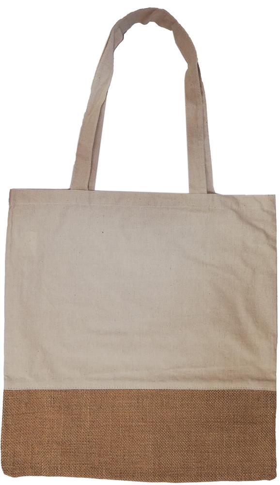 Tote bag coton sergé et jute personnalisé INDIA TOTE, devant