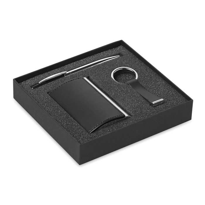 Coffret cadeau stylo et porte-cartes personnalisé KADEAU, Noir