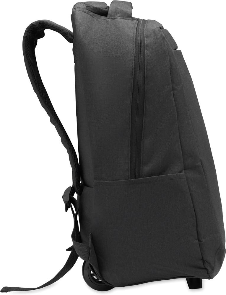 Sac à dos à roulettes RPET 600D personnalisé DALVIK, poche droite