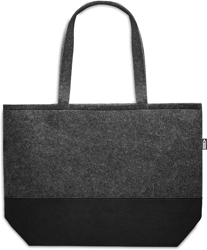 Tote bag feutre RPET bicolore personnalisé DUO INDICO, devant (embossage)