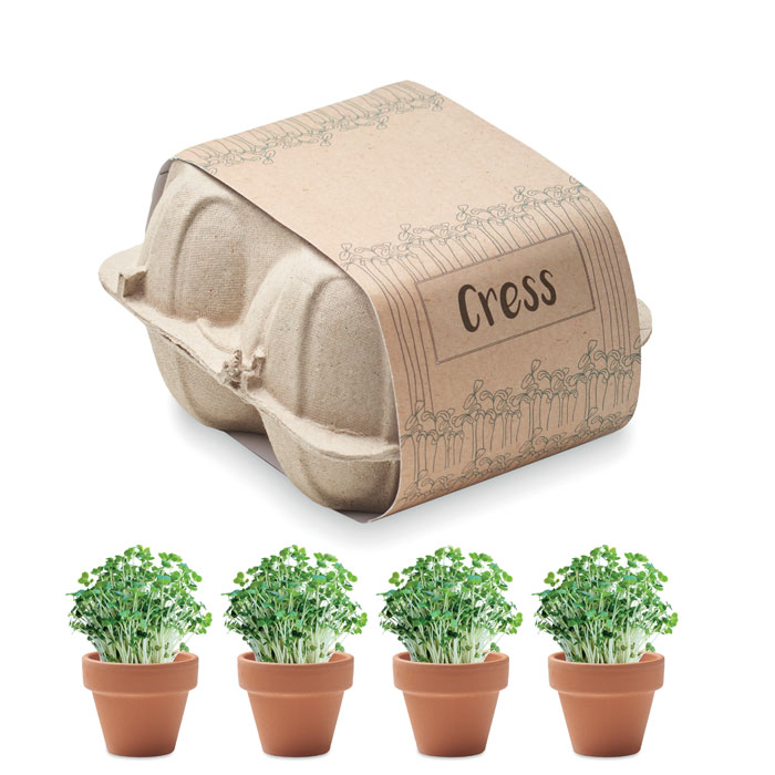 Kit 4 pots de cresson en terre cuite personnalisé CRESS