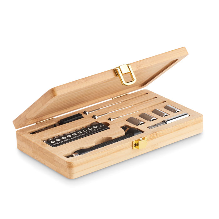 Coffret à outils en bambou FSC personnalisé GALLAWAY, Bois