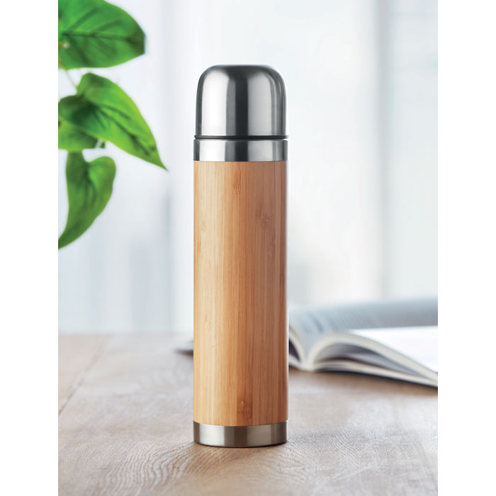 Gourde inox et bambou 400 ml personnalisée CHAN BAMBOO