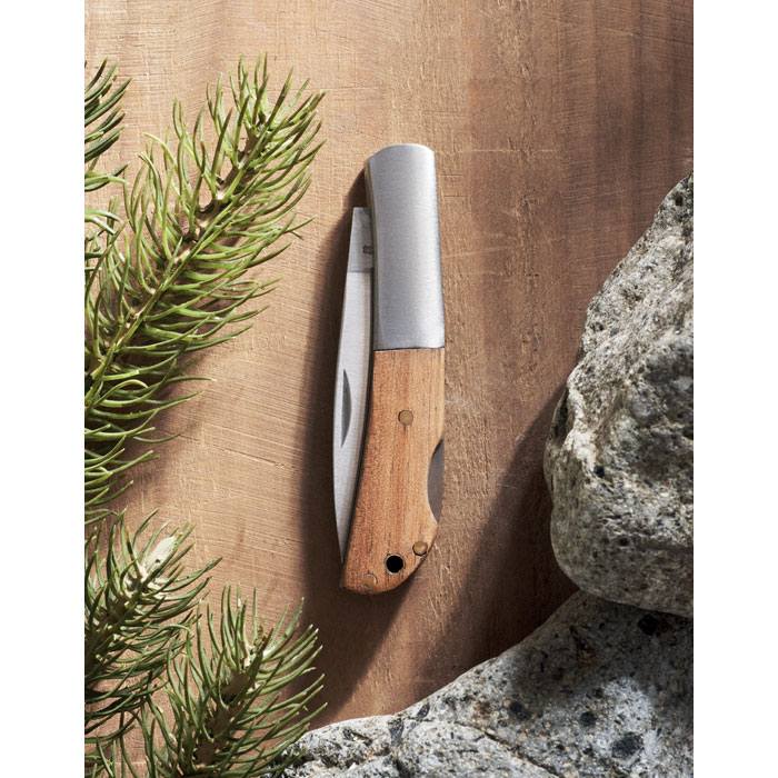 Couteau pliable manche acacia personnalisé SKARP