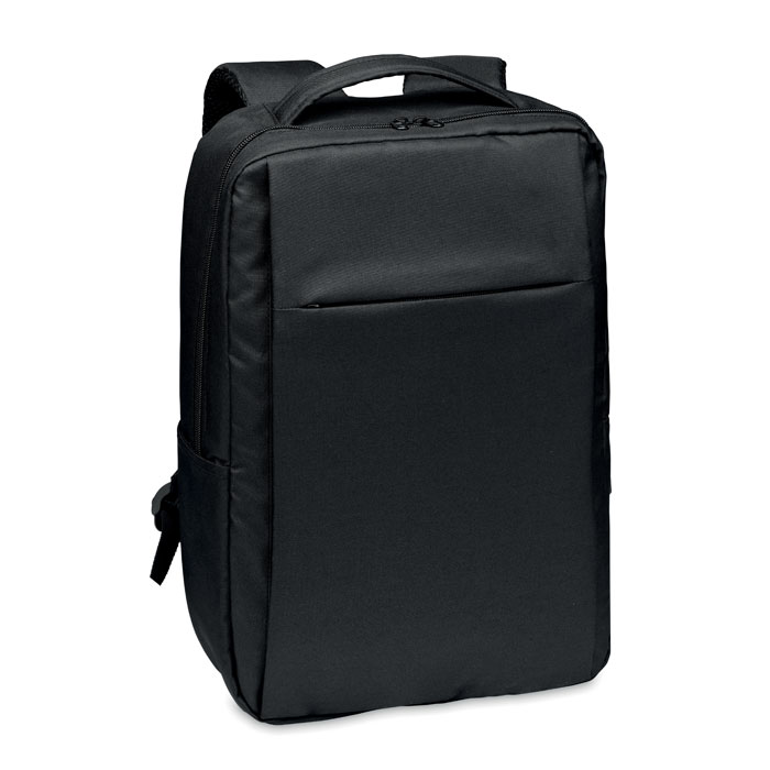 Sac à dos ordinateur 16'' RPET 300D personnalisé SEOUL, Noir