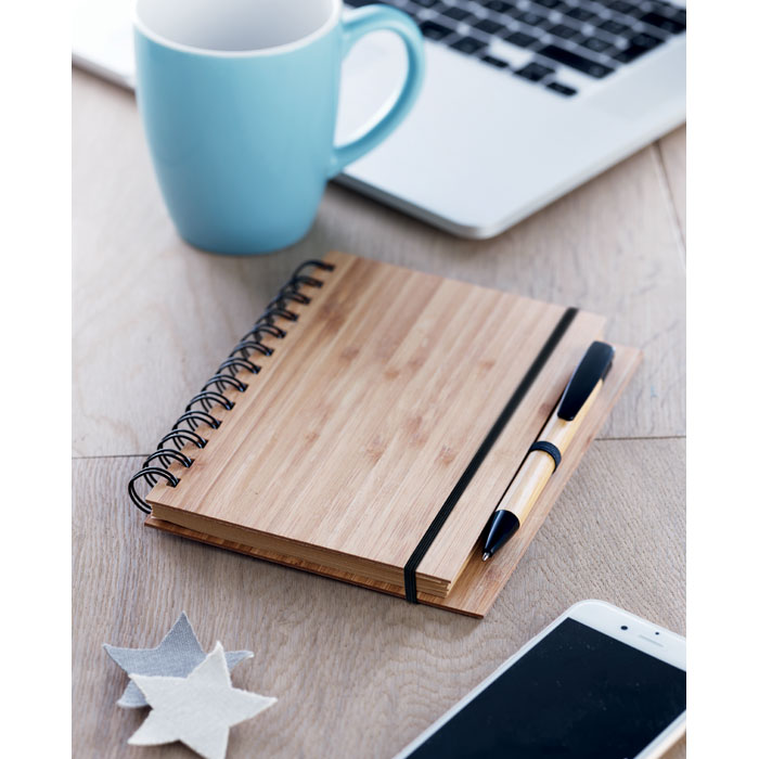 Carnet et stylo en bambou personnalisés BAMBLOC