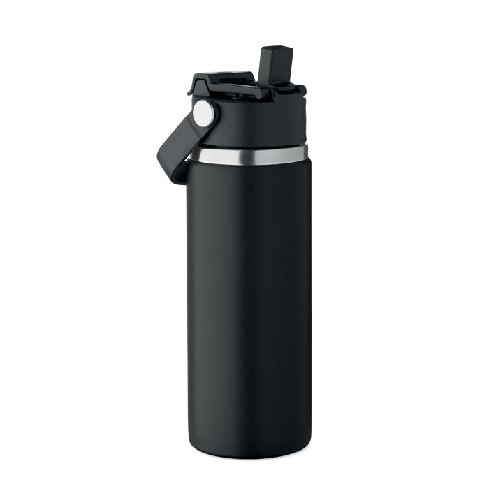 Bouteille isotherme à paille 500 ml personnalisée SUMA GRIP, Noir