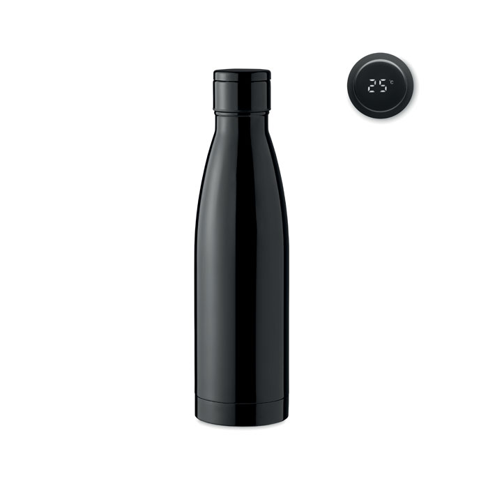 Bouteille thermomètre inox 500 ml personnalisée BELO LUX, Noir