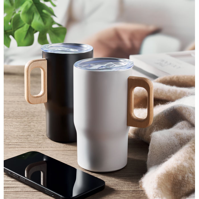 Gobelet inox recyclé 350 ml poignée bois personnalisé TUMBOO
