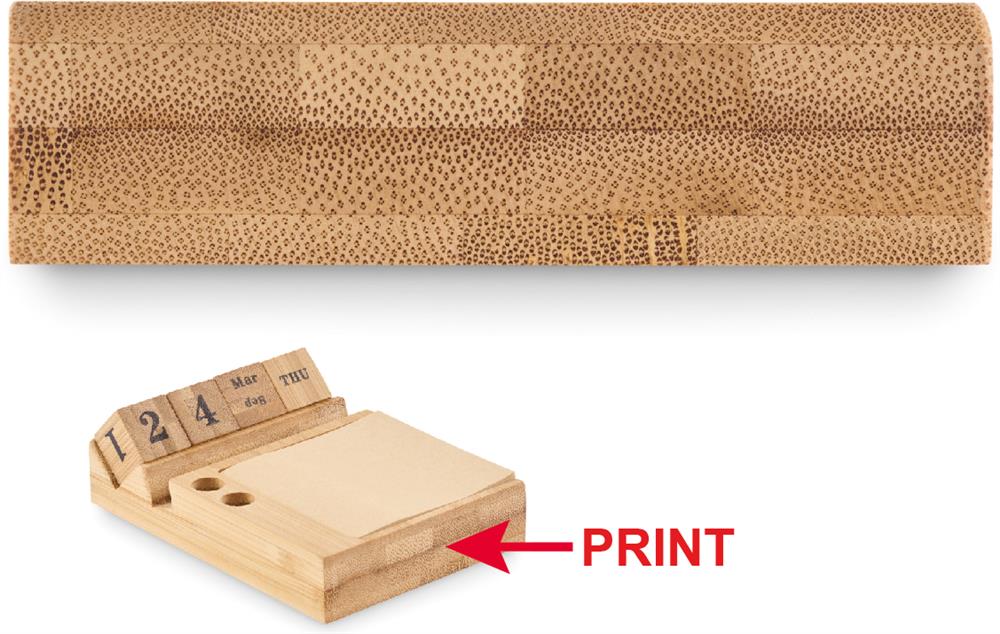 Calendrier de bureau bambou personnalisé BOOTOP, côté 1