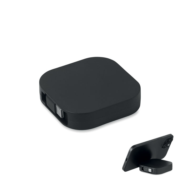 Câble rétractable USB-C 100 W personnalisé LINEA 100, Noir