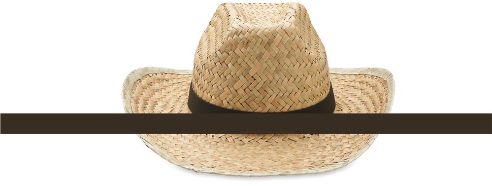 Chapeau de cow-boy paille personnalisé TEXAS, bandeau (sérigraphie)