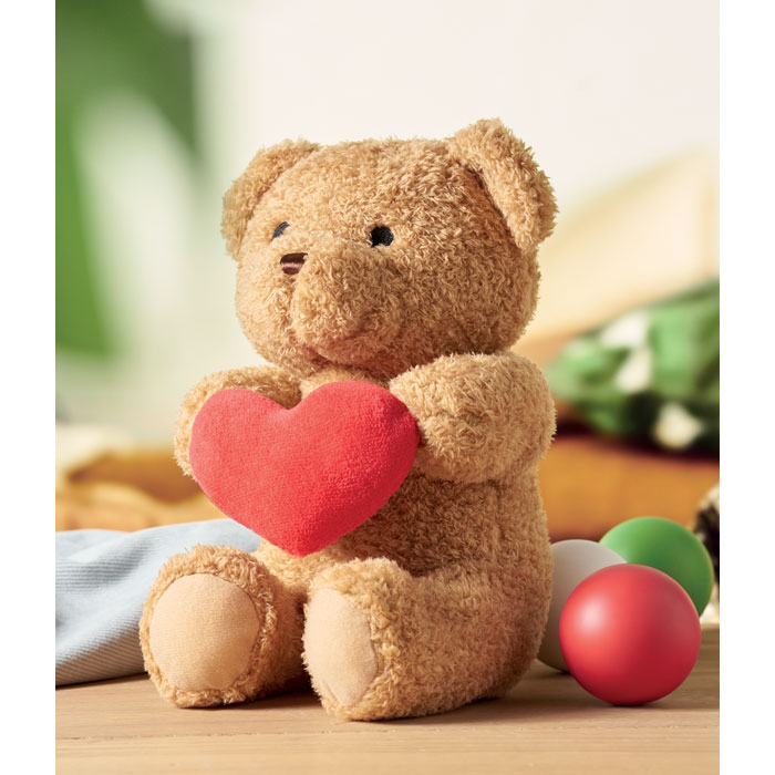 Peluche ourson 23 cm avec cœur personnalisée SNUGGLE