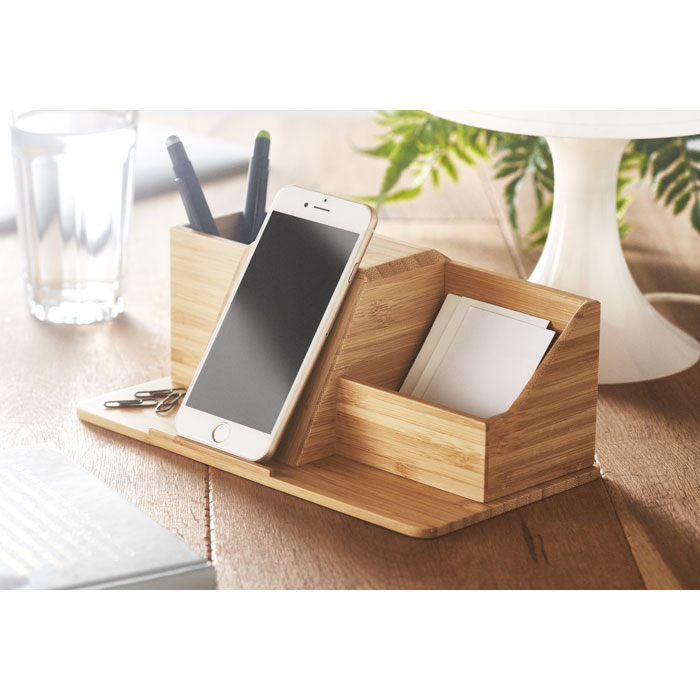 Organiseur de bureau bambou chargeur personnalisé GROOVY