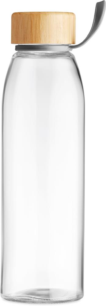Bouteille en verre bouchon bambou personnalisée FJORD WHITE, couvercle