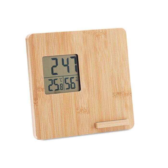 Station météo chargeur 15 W personnalisée FERREL, Bois