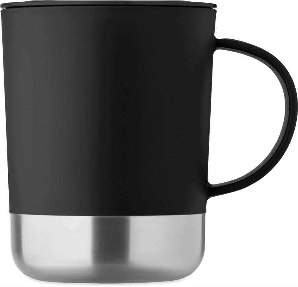 Mug plastique base inox 300 ml personnalisé BEAKER, droite