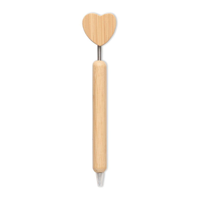 Stylo bille bambou motif cœur personnalisé CORAPEN