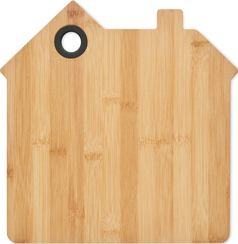 Planche à découper bambou forme maison personnalisée RUMAT, dos