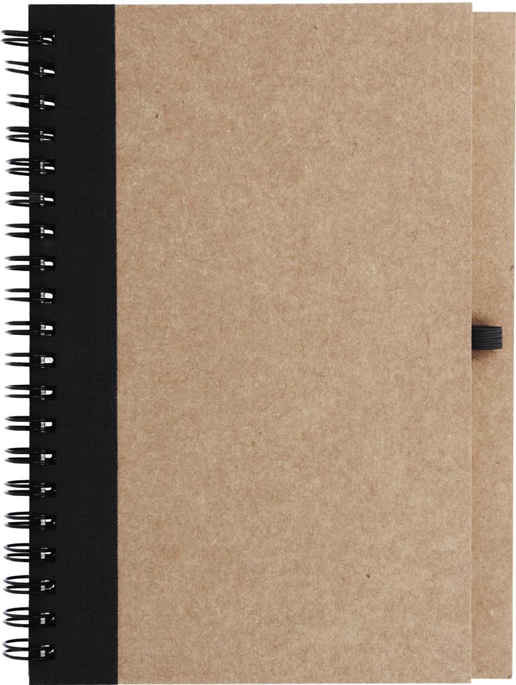 Carnet à spirale recyclé avec stylo personnalisé SONORA PLUS, devant (embossage)