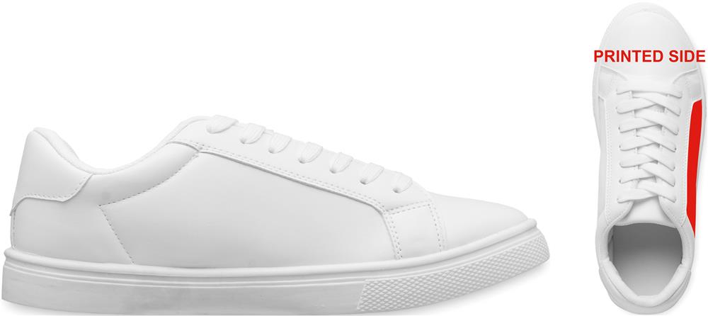 Baskets PU blanches taille 42 personnalisées BLANCOS, côté 1 droite