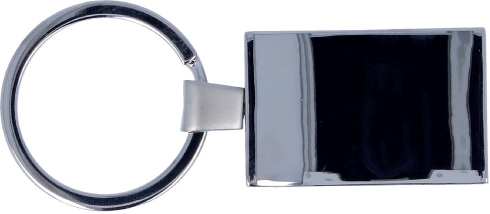 Porte-clés rectangle métal chromé personnalisé HARROBS, dos