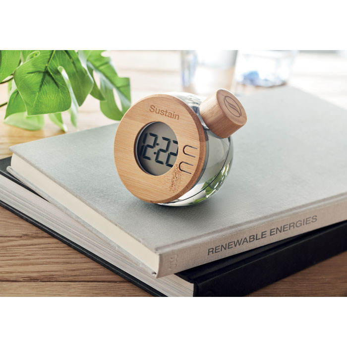 Horloge à eau LCD bambou personnalisée DROPPY LUX