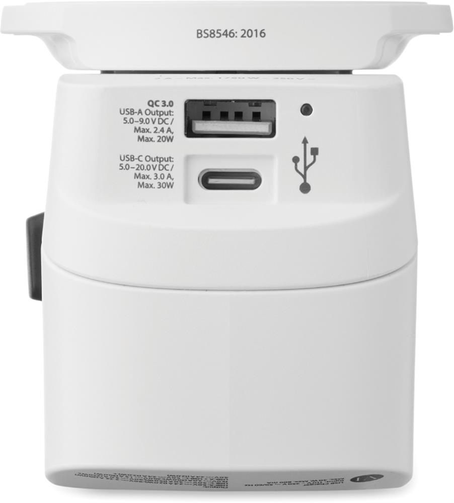 Adaptateur 3 pôles personnalisé PRO LIGHT USB AC30 PD, côté 1