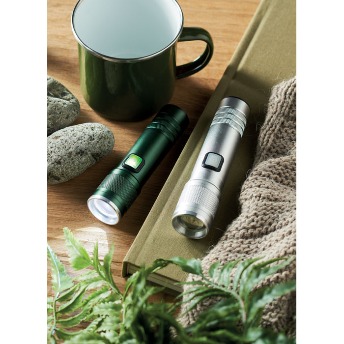 Lampe torche aluminium recyclé 800 mAh personnalisée FLASHRA