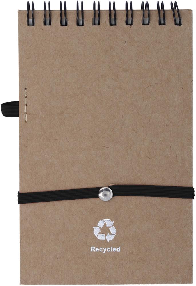 Bloc-notes à spirale recyclé avec stylo personnalisé SONORA, dos