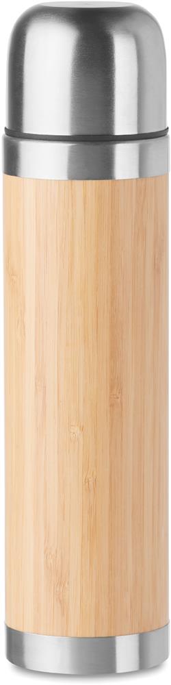 Gourde inox et bambou 400 ml personnalisée CHAN BAMBOO, bouteille devant