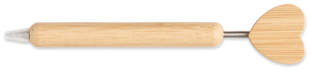 Stylo bille bambou motif cœur personnalisé CORAPEN, côté 1