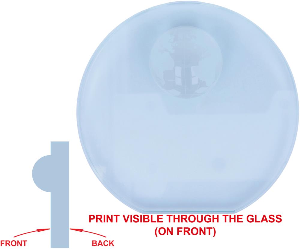 Trophée globe en verre 12 cm personnalisé MONDAL, dos verre