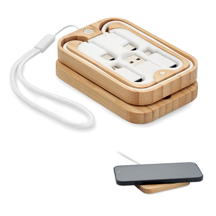 Chargeur sans fil 15 W et câbles bambou personnalisé CHARGOO