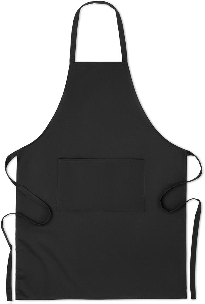 Tablier coton bio noir personnalisé RAIPUR COLOUR, devant sous la poche
