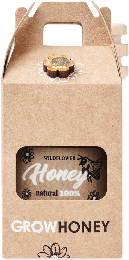 Miel 50 g et cuillère en bois personnalisé DAUBER, boîte