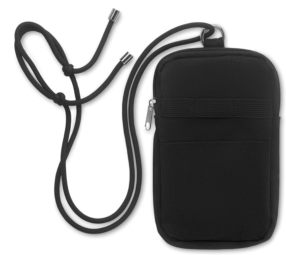 Sacoche smartphone coton recyclé personnalisée MOBIBOLSA, devant