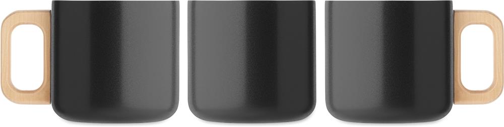Mug inox recyclé 350 ml poignée bois personnalisé ACERO, tour complet (sérigraphie circulaire)