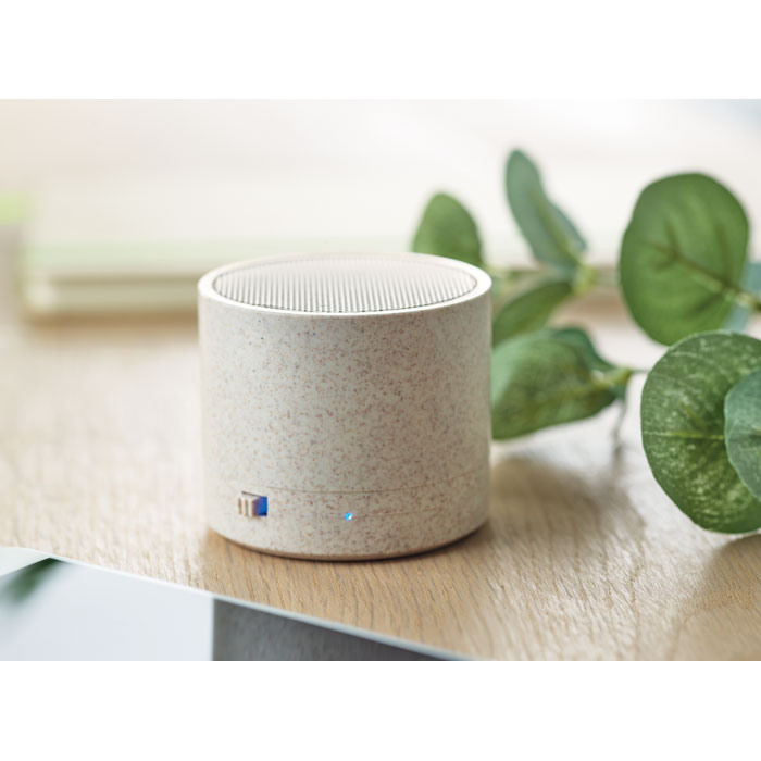 Enceinte paille de blé 3 W personnalisée ROUND BASS+
