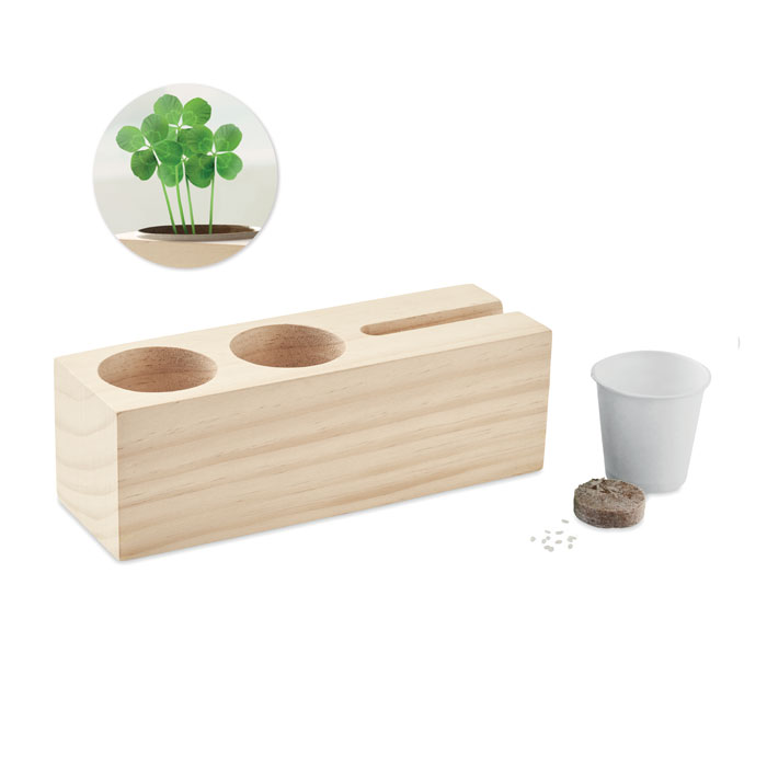 Organiseur de bureau bois avec graines personnalisé THILA, Bois