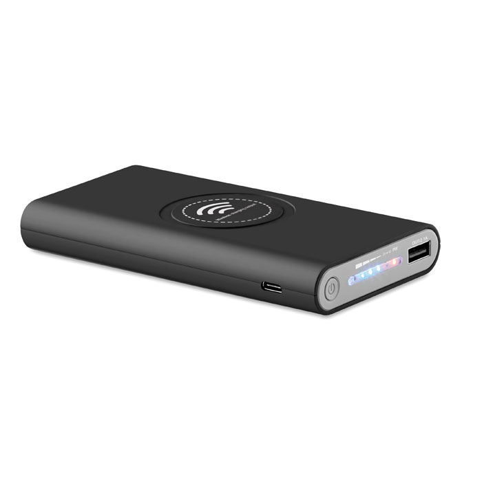 Batterie externe sans fil 8000 mAh personnalisée VIGOR, Noir