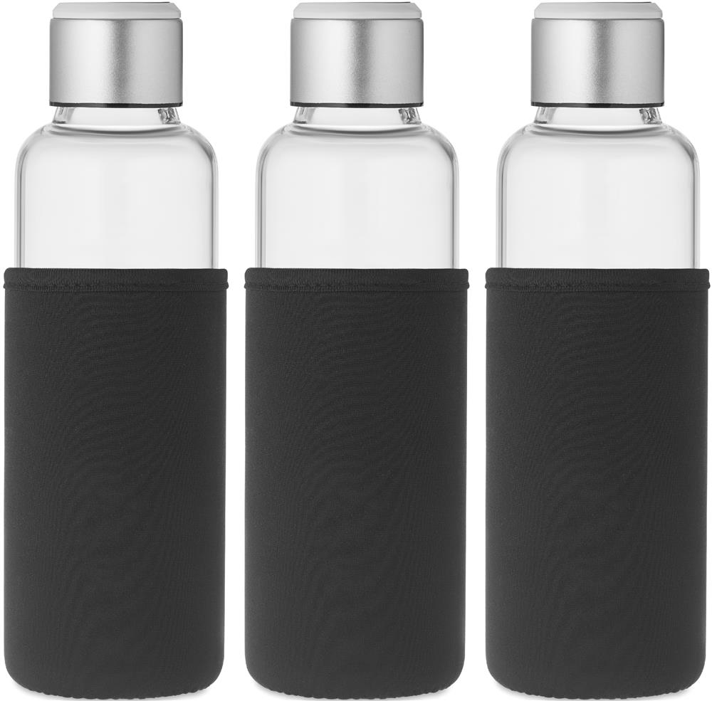 Bouteille verre borosilicate à rappel personnalisée INDER, pochette (transfert sérigraphique)
