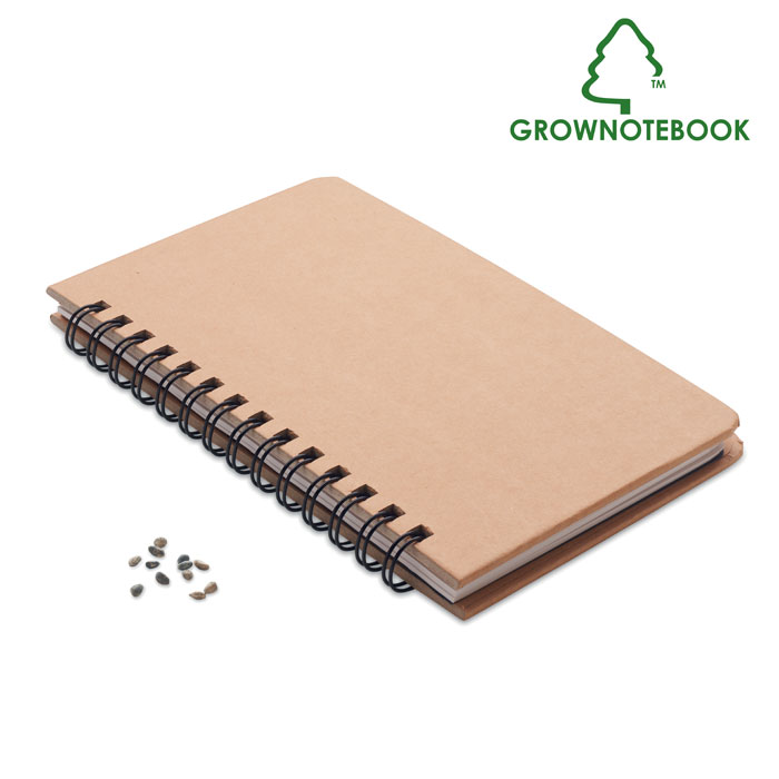 Carnet A5 à graines de pin personnalisé GROWNOTEBOOK™, Beige