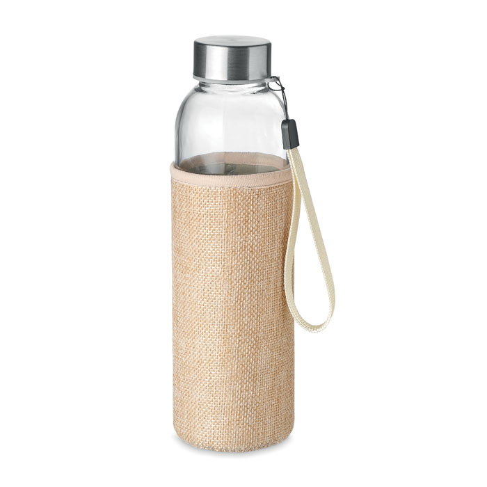 Bouteille verre et jute 500 ml personnalisée UTAH TOUCH, Beige