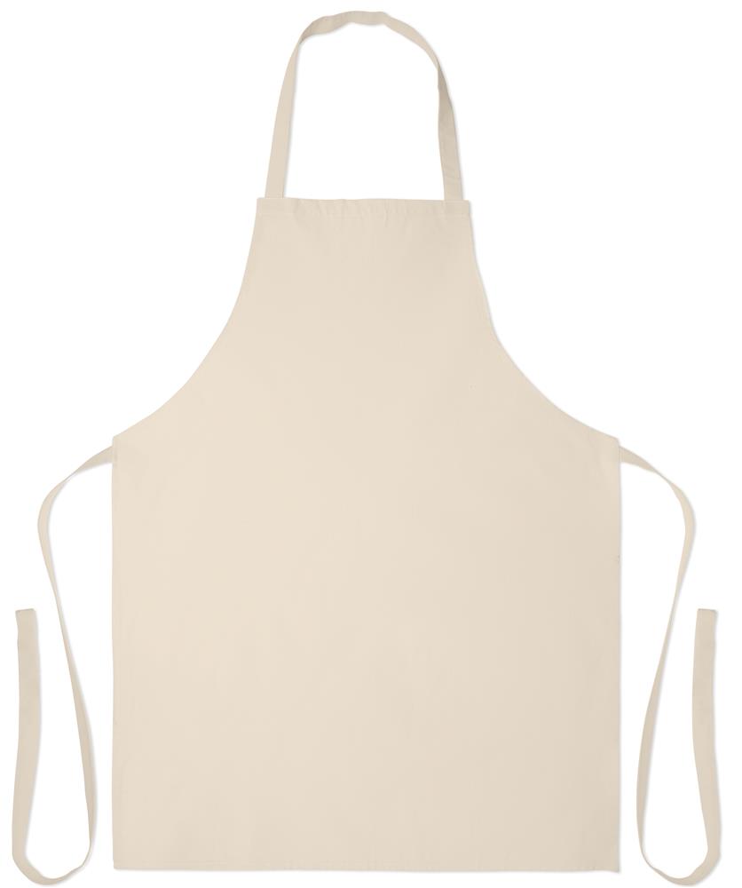 Tablier coton recyclé beige personnalisé SOUS, devant